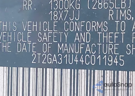 2004 Lexus Rx 330 from USA, damaged, VIN 2T2GA31U44C011945